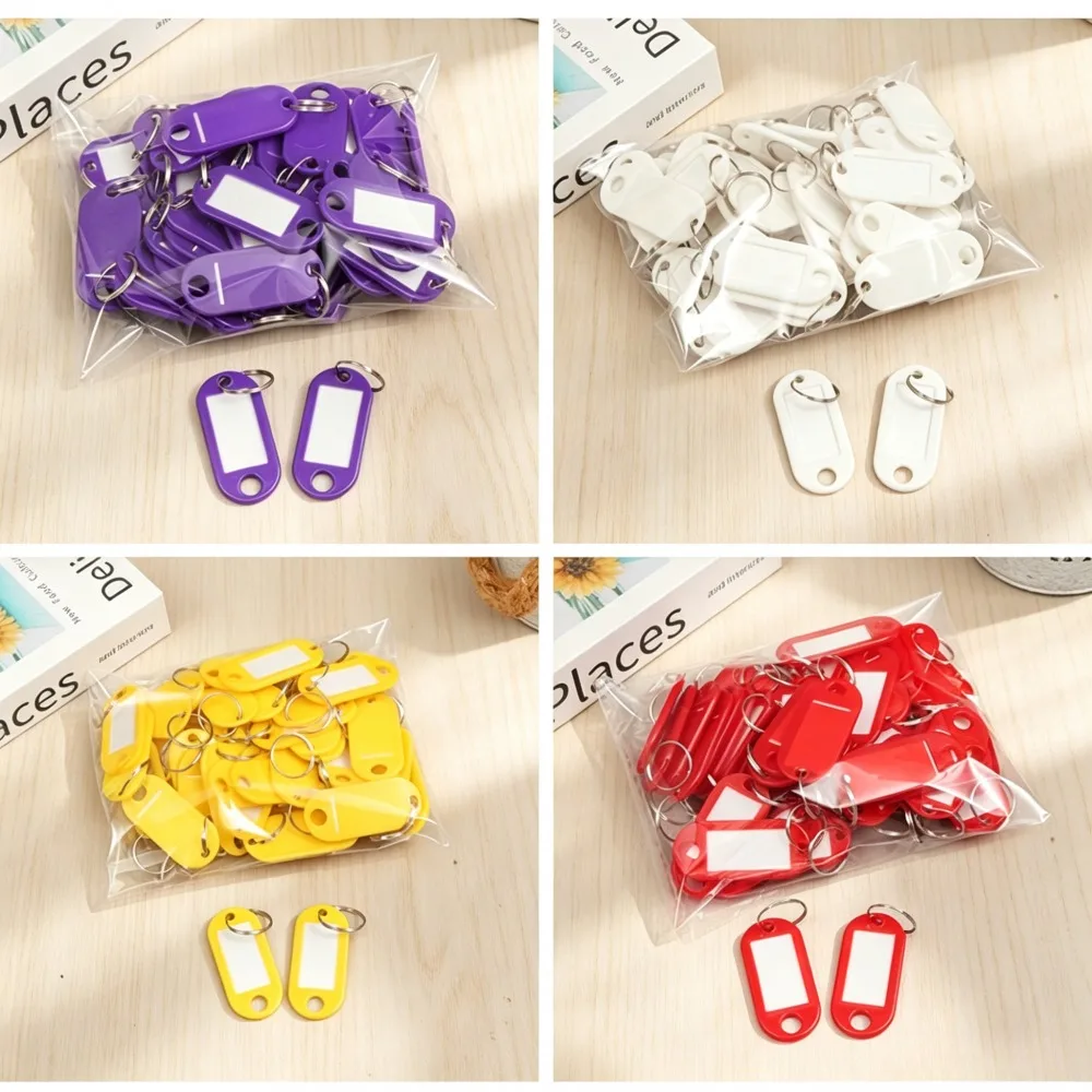 50 Stück Plastik-Schlüsselanhänger mit Etikettenfenster, DIY-Schlüsselanhänger-Set, Gepäckanhänger zur Nummernkennzeichnung für Hotel- und Kofferschlüssel, Farben – Detail 4