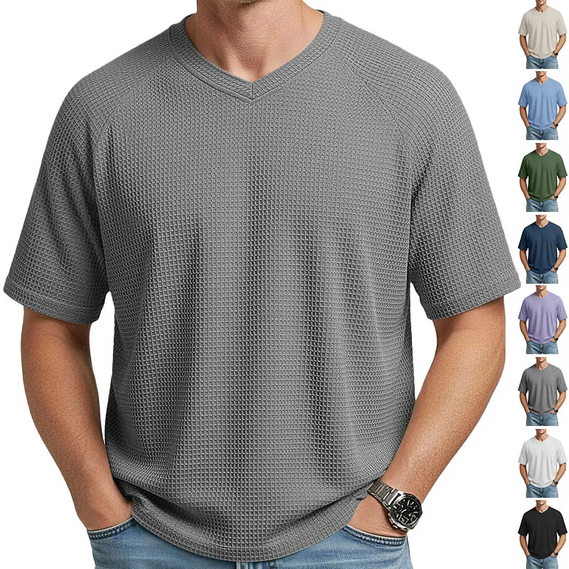 

Мужская быстросохнущая тактическая футболка с V-образным вырезом, износостойкая, дышащая, однотонная, для спорта и гольфа