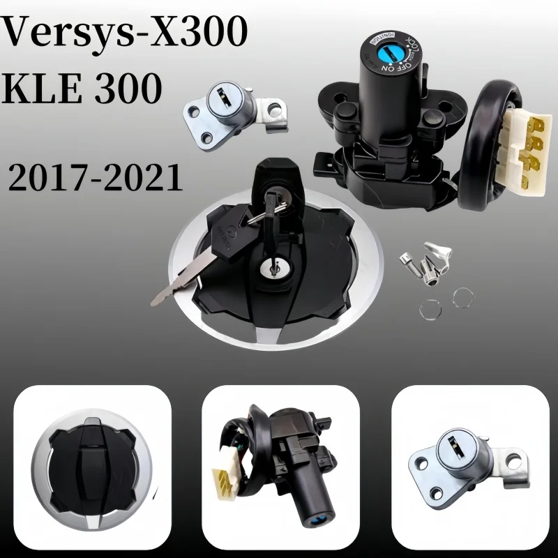 

Motorcycle Ignition Switch Gas Fuel Tank Cap Cover Seat Lock Set With Keys For KAWASAKI Versys-X300 KLE 300 2017-2021 Parts