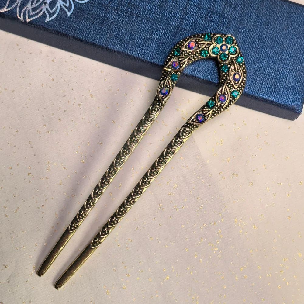 Haarstab im chinesischen Stil für Frauen und Mädchen, Vintage-Haarnadeln, modische U-förmige Haarspangen aus Metall, Haar-Accessoires – Detail 7