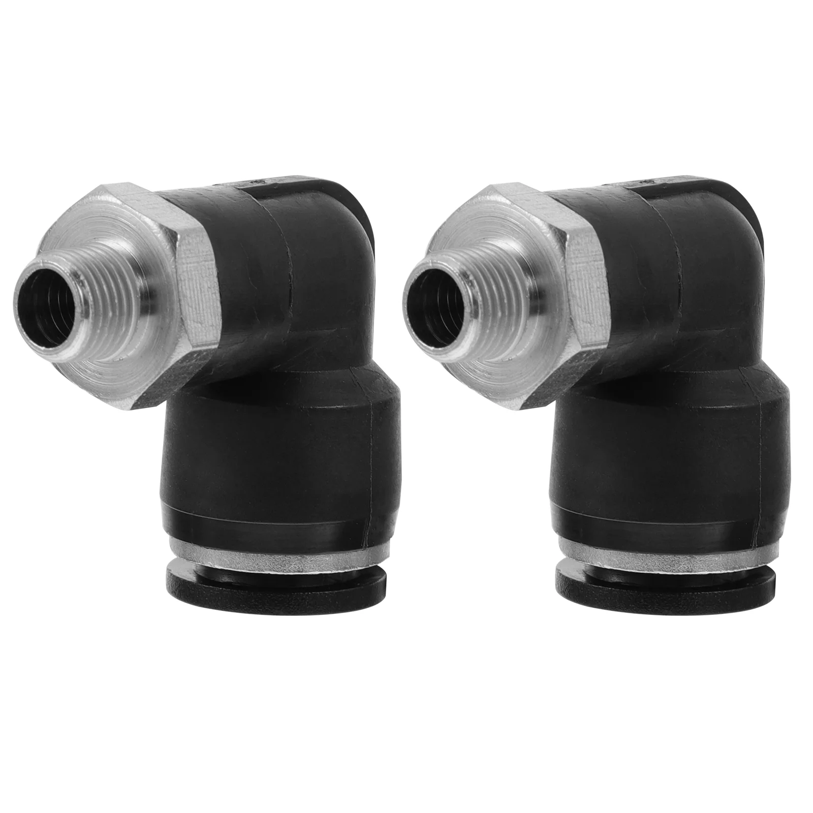 Tracheal Quick Connector Black Air Pipe Connectors Valves Pneumatic Tube Fitting Through Set of Stainless Steel