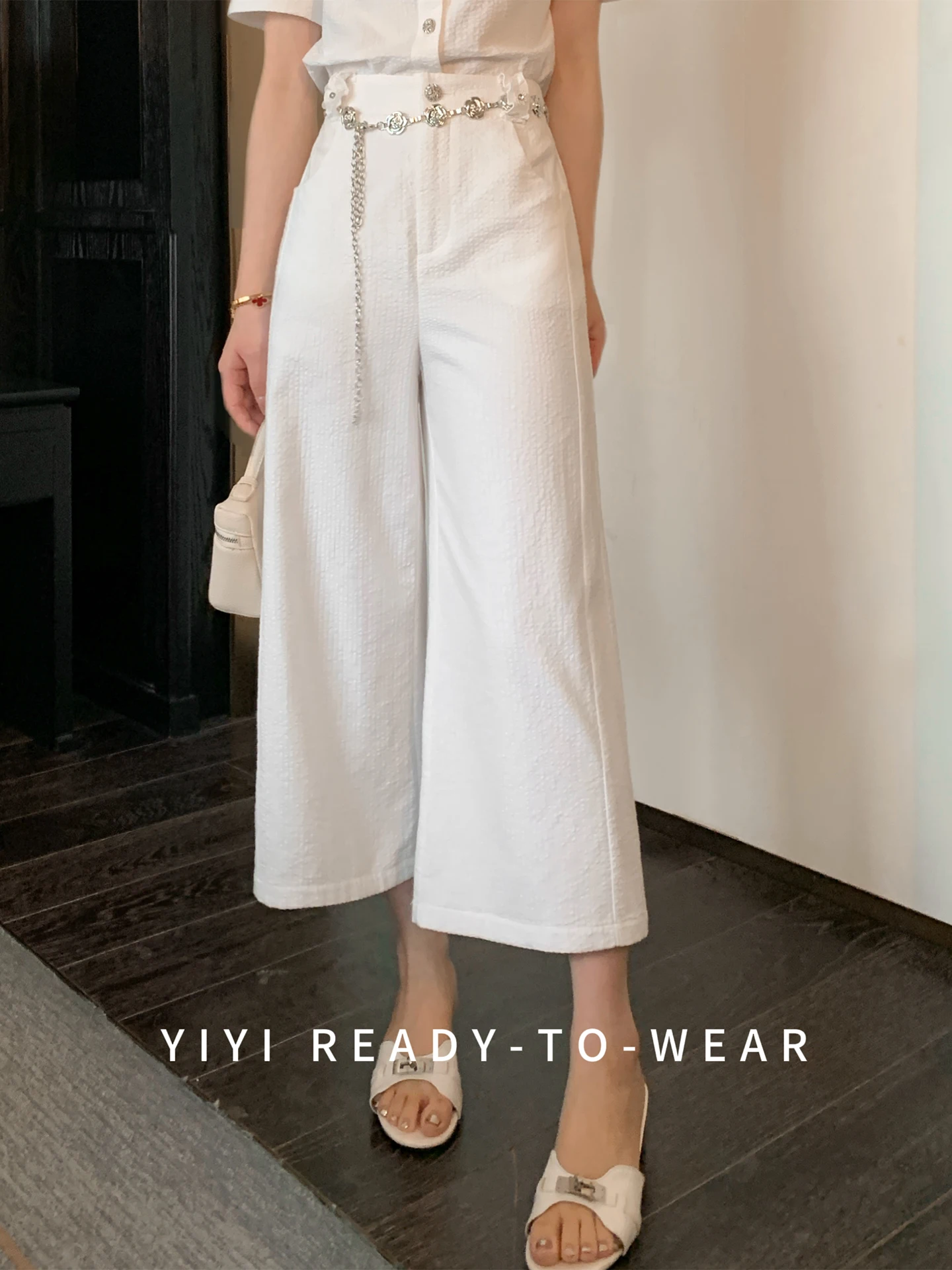 

Белые женские брюки с высокой талией и широкими штанинами, повседневный дизайн, весна 2026, хлопковые прямые брюки для женщин