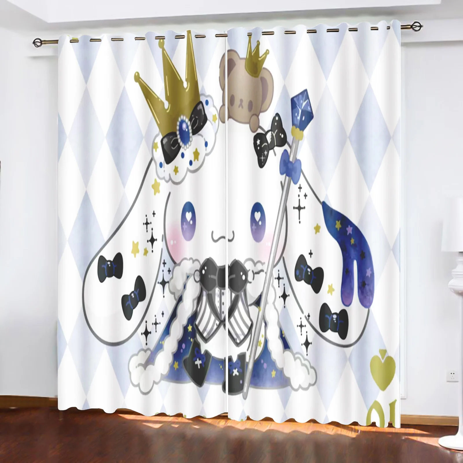 

Sanrio Cinnamon Dog Perforated Living Room Bedroom Curtains For Living Room Blackout Curtains 100% Polyester Cartoon Cute