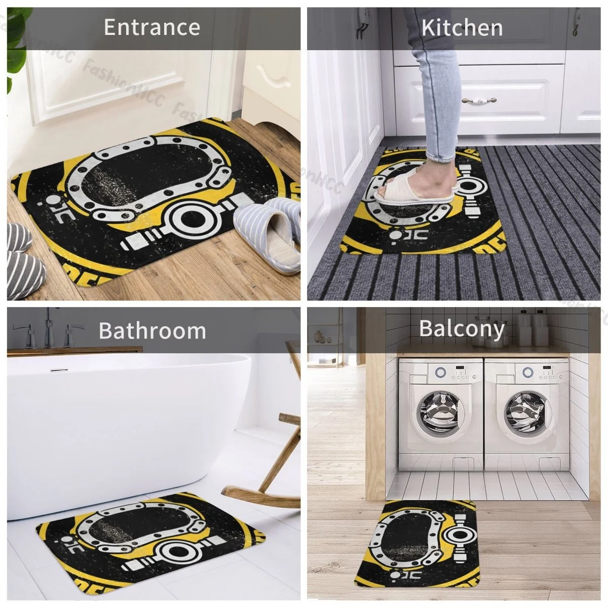 Bath Mat Scuba Diver Adventure Sport Interest US Commercial Doormat Flannel Carpet Entrance Door Rug Home Decoration