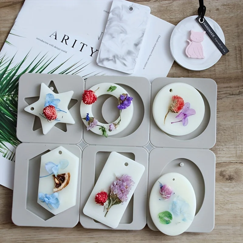 1pc 6-hole Flower-shaped Aromatherapy Gypsum Diffuser Stone Hanging Sign Silicone Mold Suitable for Wedding Bridesmaid Gift