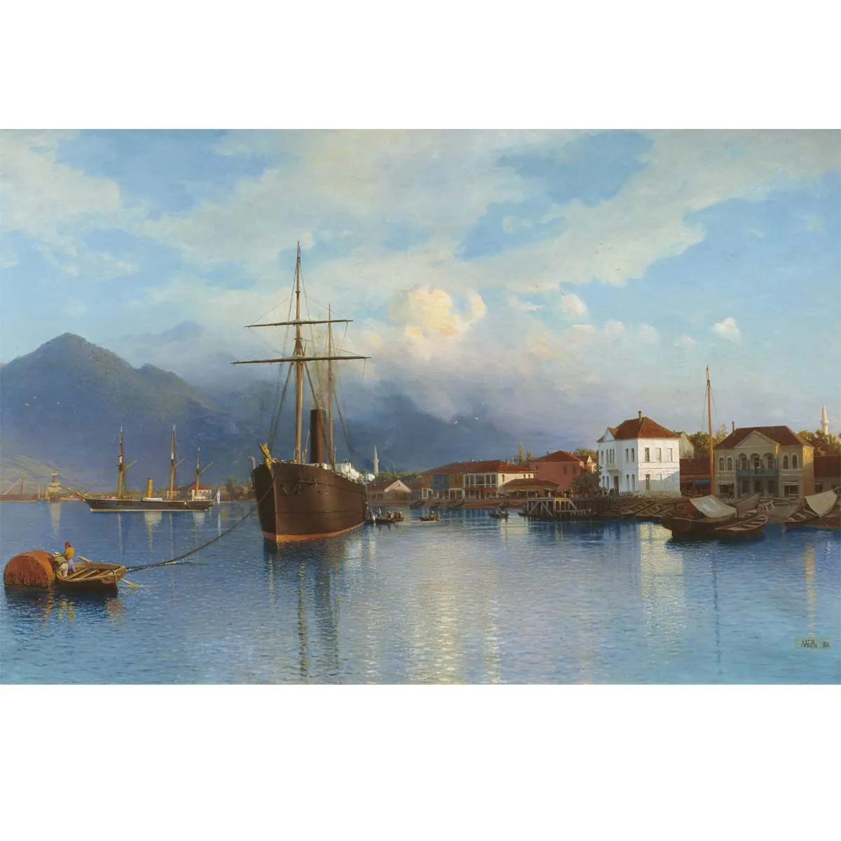 Batum by Lev Lagorio,Hand painted world famous painting reprroduction,Seascape oil painting on canvas,boats and ships,Wall decor