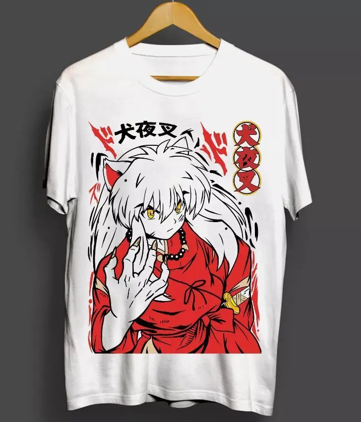 Inuyasha Sesshomaru T-shirt Red Moon Inu Yasha Kawaii Anime Tee Shirt All Size