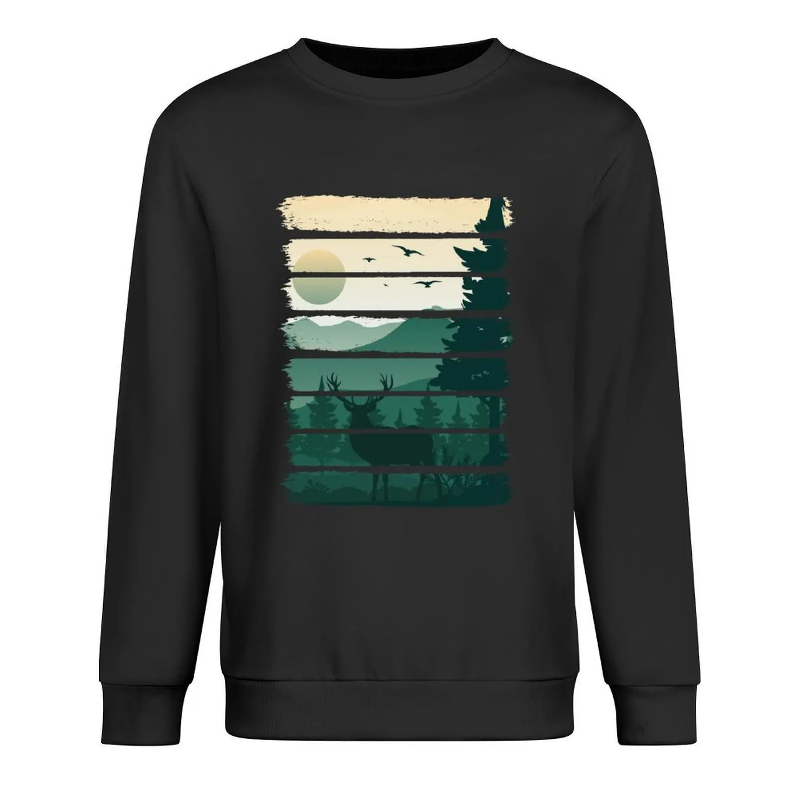 Vintage deer, Forest Nature Wildlife Trees Pullover men's sweat-shirt set tracksuits winter clothes hoody