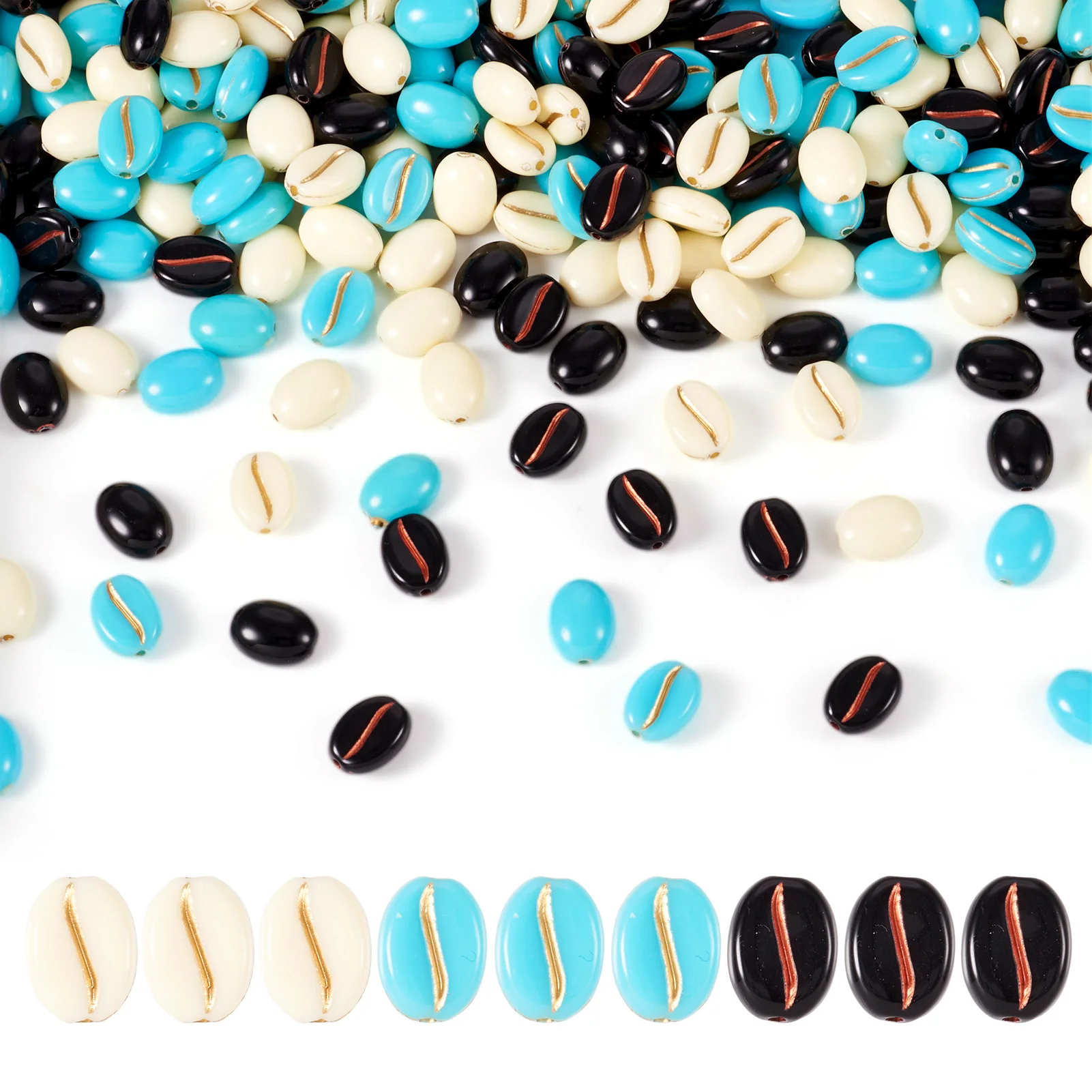 330pcs Acrylic Coffee Bean Beads Opaque Loose Beads for Necklace Bracelet Dangle Earrings DIY Jewelry Making Accessories Decors