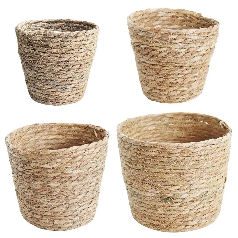 1Pcs For Garden Terraces Flower Pot Basket Planter Basket Furniture Decoration Grass Woven Flowerpot Rattan Straw Mini/S/M/L