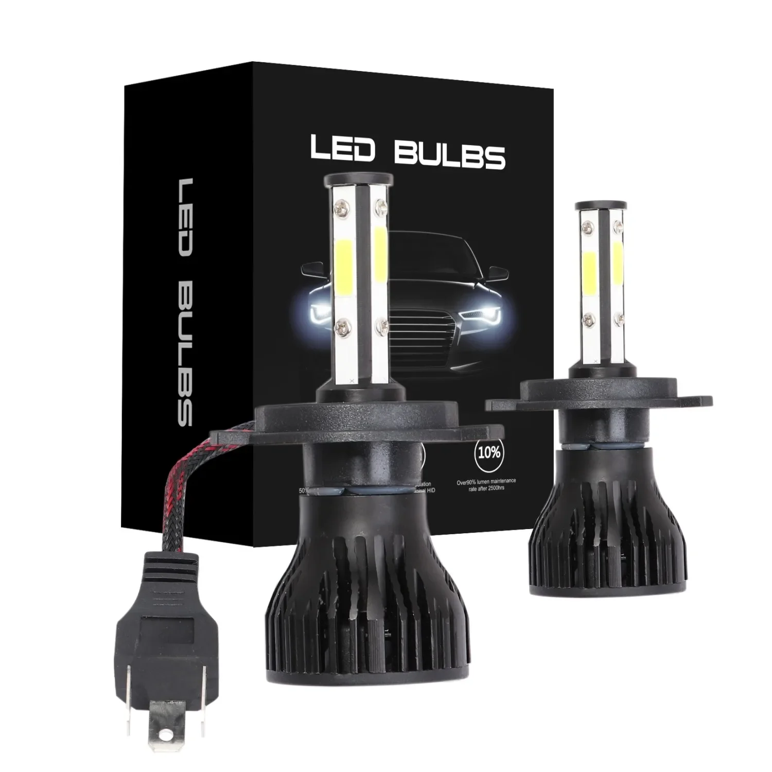 

H4 LED H3 Foglamp 4 Sides Canbus 6000K LED Fog Light Bulbs 26W H13 H11 H4 H7 9005 9006 Auto Front DRL Daytime Driving Lamp COB