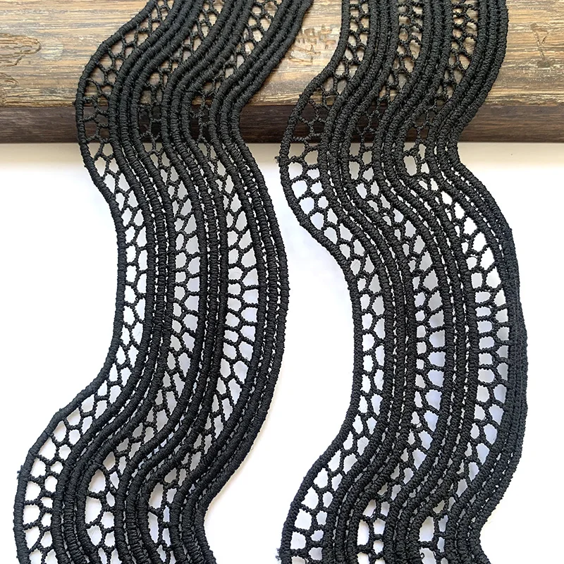 5m/16.4ft each pack Lace Sewing Trims Black white Curve ribbons Clothes Fabric curtain HandMade DIY crafts accessory decoration