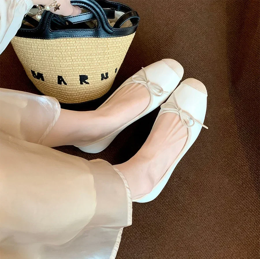 

Women's Lefu Shoes Comfort Ballet Shoes Women Sweet Bow-tie Slip-ons Ballerina Flats Lady Soft Spring Silver Footwear Size 33-43