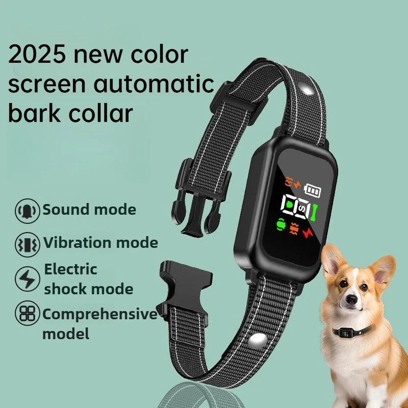 nouveau-col-anti-aboiement-a-ecran-couleur-dispositif-intelligent-d'entrainement-pour-chien-choc-reglable-vibration-ultrasonique-collier-pour-chien-entrainement-pour-chien