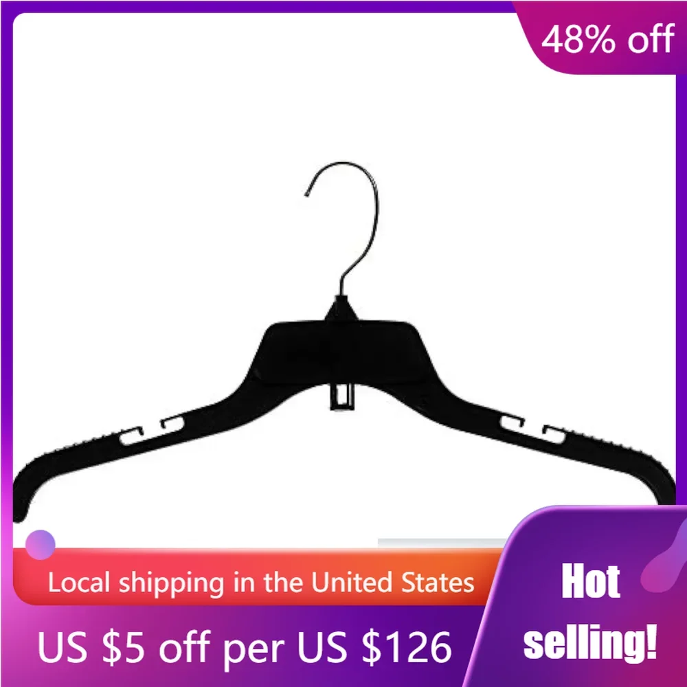 

484 Black Plastic Hangers With Rotating Metal Hook And Notches For Straps Hanger Great For Shirts/Tops/Dresses Home Accessories