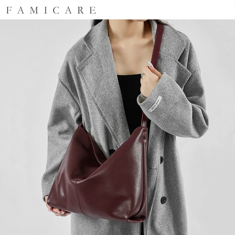 

New Ladies Genuine Leather Underarm Bag Women's Single Shoulder Commuter Tote Girls Large Capacity Versatile Crossbody Handbag