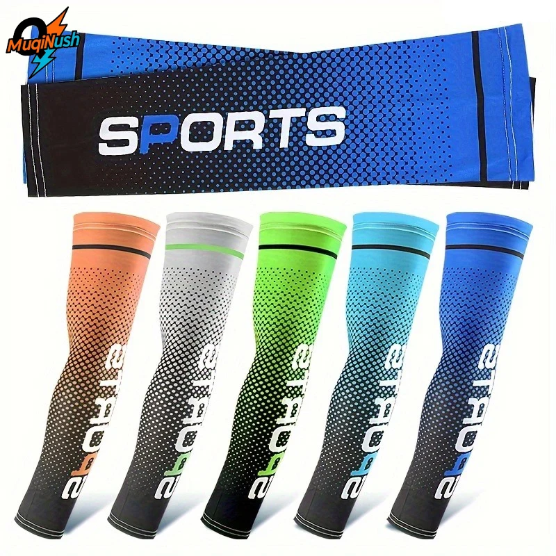 

MuqiNush 2 Pair Sunscreen And UV Resistant Sleeves Cool And Anti Slip Compression Sports Polyester For Cycling Camping Driving