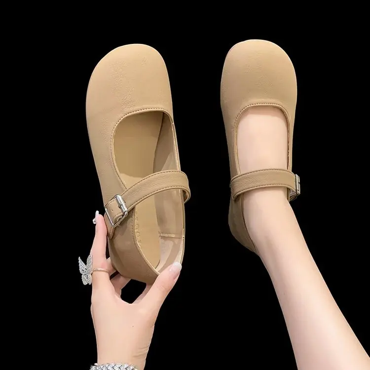 2023 Autumn New Barefoot PU Ballet Shoes for Women Flat Bottom Comfortable Soft Bottom Scattered Wide Toe Box Lightweight