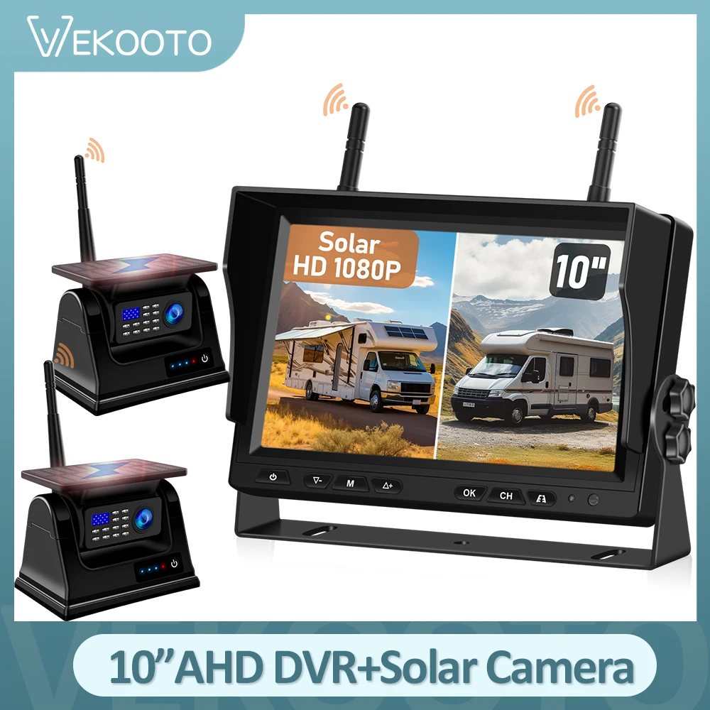 Magnetic Solar Wireless Backup Camera HD 1080P 10