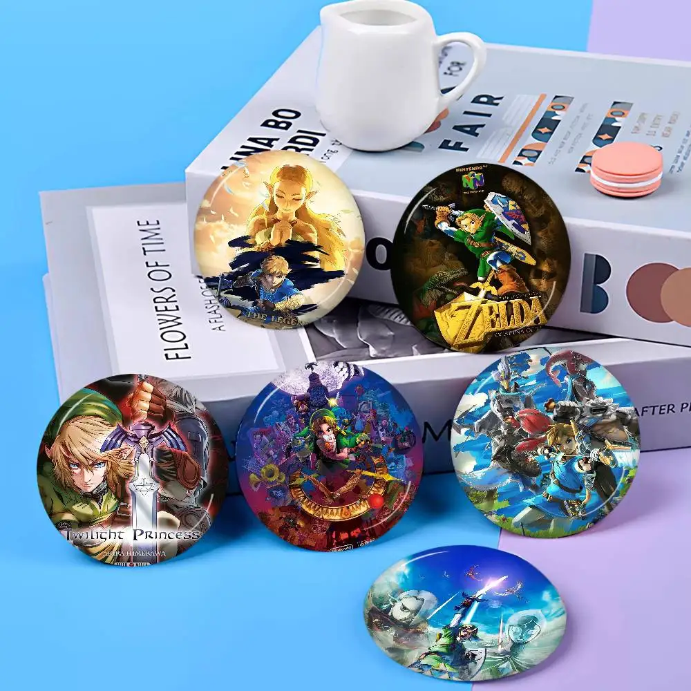 Video Game Z-Zeldas Cool Creative Pins Funny Faces Round Snap-in Brooch Badge Backpack Hat Accessories Jewelry Gifts