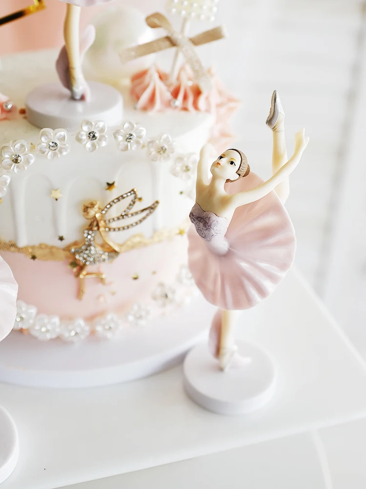 Ballerina Meisje Taart Decoratie Roze Witte Haarbal Ballon Taart Toppers Bruiloft Verjaardagsfeestje Decor Kinderen Geven De Voorkeur Aan Bakken