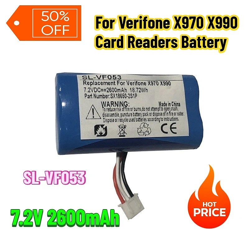 

7.2V 2600mAh SL-VF053 for Verifone X970 X990 Card Readers Battery