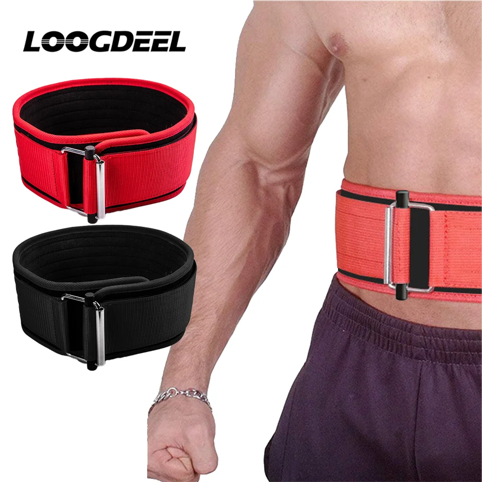 LOOGDEEL Self-locking Buckle Weightlifting Belt Fitness Adjustable Nylon Workout Belt Deadlifting Squatting Lifting Back Support