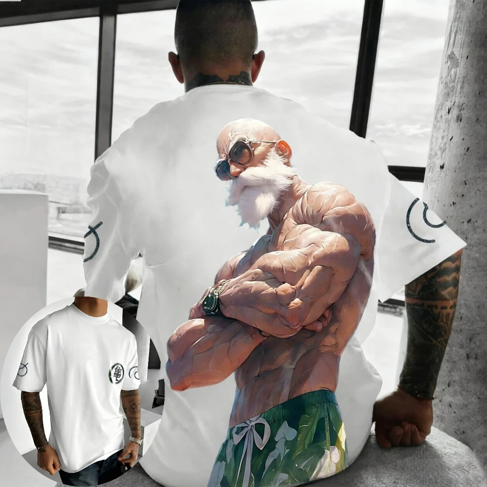 

Dragon Ball 2026 New Hot Loose Fit T Shirt Men Anime Muscle Graphic Tee Ink Splash Demon Horns Cotton Casual Streetwear