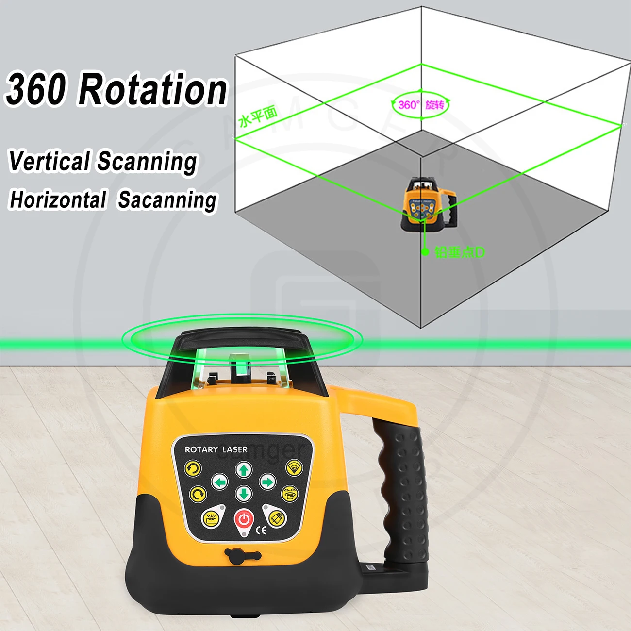 Samger 360 Rotary Laser Level 500M Range Green/Red Beam Self-Leveling Vertical Horizontal Cross Line Measurement Tools+Tripod