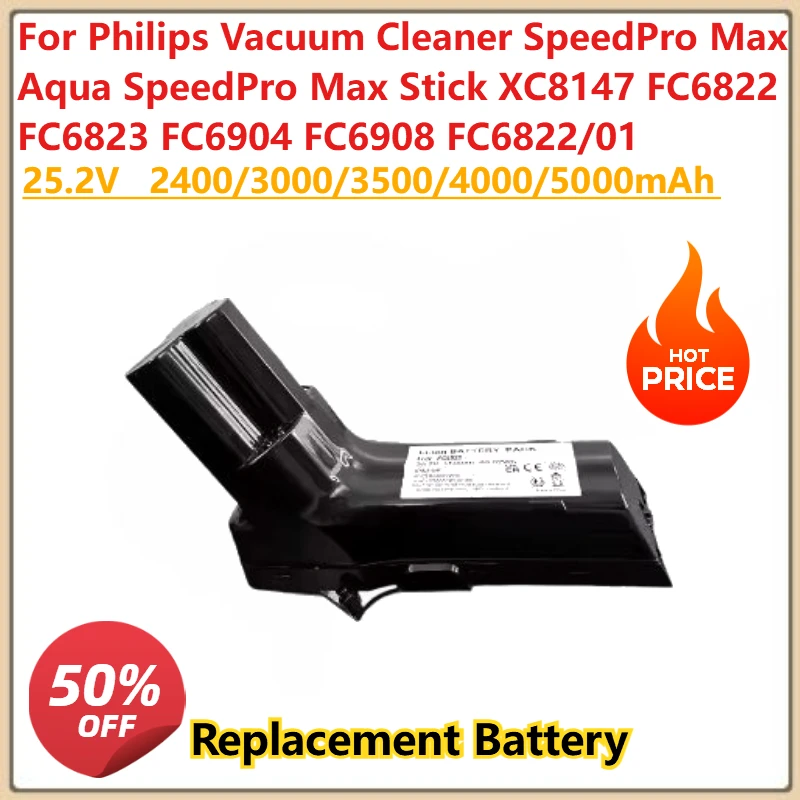 

25.2V Battery for Philips Vacuum Cleaner SpeedPro Max Aqua SpeedPro Max Stick FC6904 XC8147 FC6822 FC6823 FC6908 FC6822/01