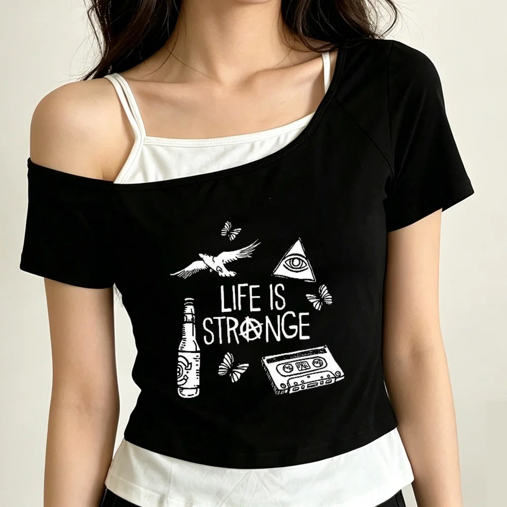 Life Is Strange cropped top women kawaii 2000s japan cheap funny t shirt alternative  emo meme