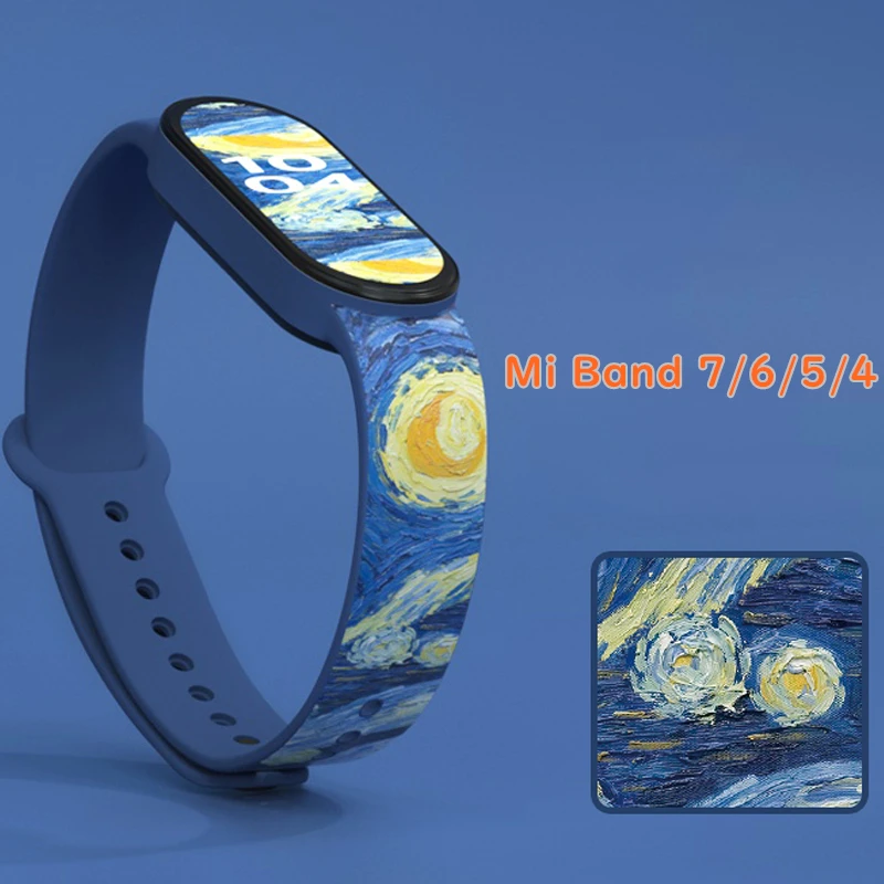 

Starry Sky Strap For Xiaomi Miband 5 6 7 NFC Bracelet Miband4 Miband5 Miband6 Silicone Wristband Belt Correa Mi band 3 4 Band