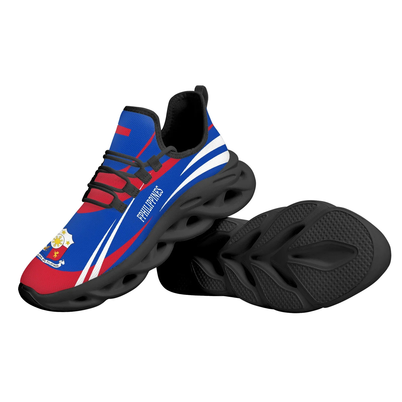 Blue Philippine Flag National Emblem Design Lightweight Breathable Knitting Thread Platform Basketball Shoes