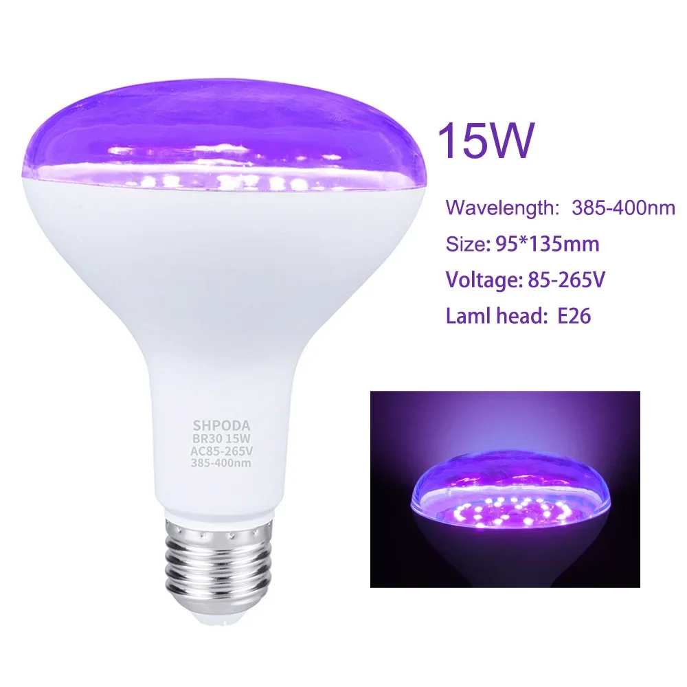 Imagem -05 - Lâmpada uv Ultravioleta Preta Lâmpada de Detecção Fluorescente E26 110v 220v 8w 9w 9.5w 15w 56w Apto para dj Party Decoração para Casa