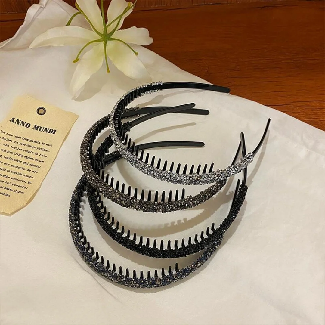 Non-slip Rhinestone Hair Hoops Bands Women Toothed Elastic Headbands For Women Shiny Luxury Hair Hoops Bezel Accessories