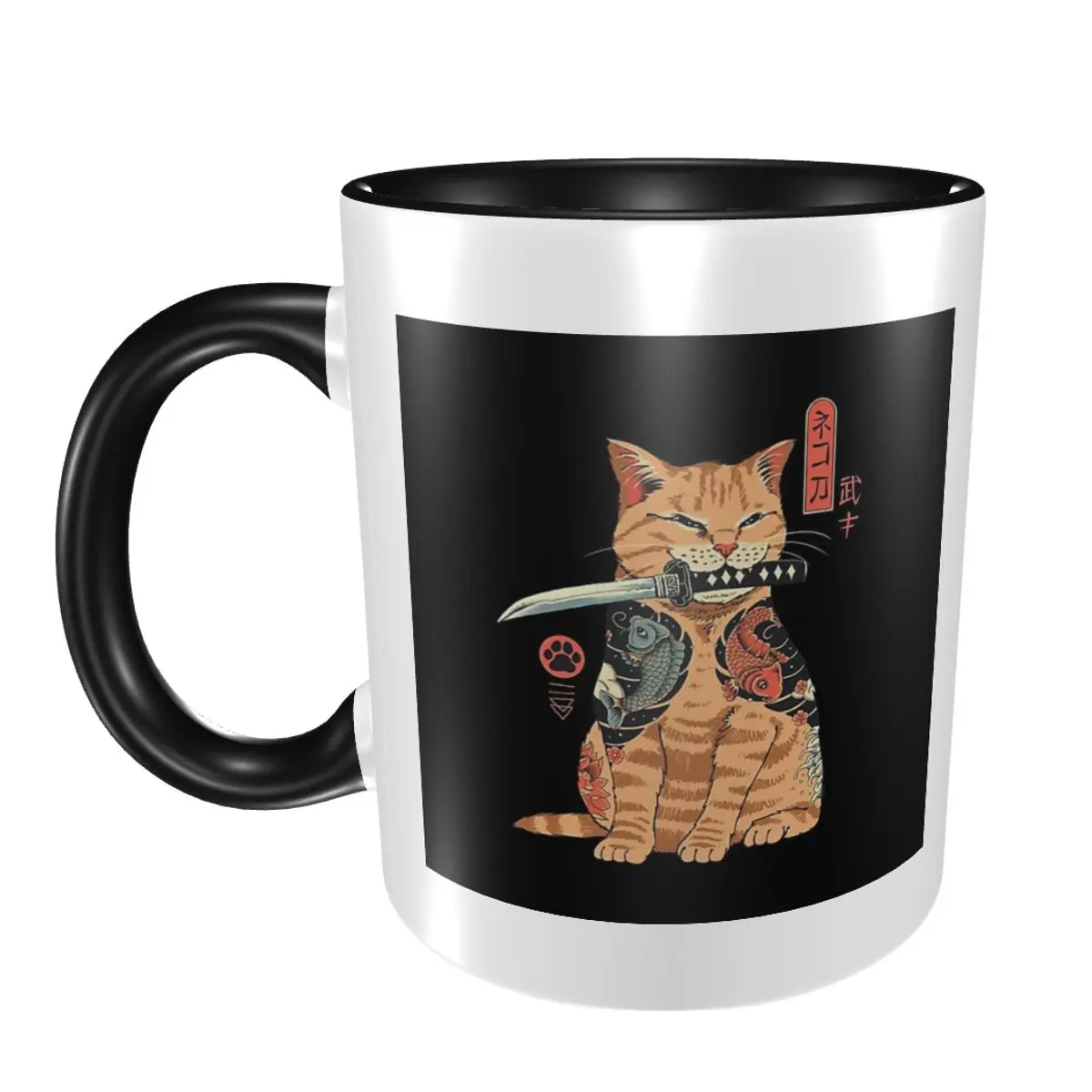 

Catana Cats Retro Samurai Yakuza Holder Mug Funny Ceramic Coffee Cups Tea Mugs Milk Cup Drinkware Gifts for Friends