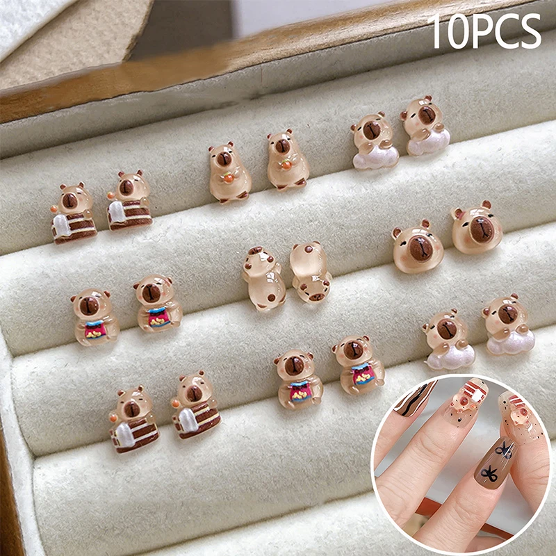 Cute Capybara Nail patch fai da te resina accessori per gioielli per unghie Cartoon Nail Sticker decorazione ornamento Manicure per ragazze regalo