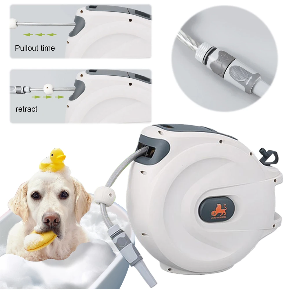 

65 Ft Retractable Garden Hose Reel Automatic Hose Reel Any Length Lock Telescopic Water Hose Reel 2 Modes for Garden Watering