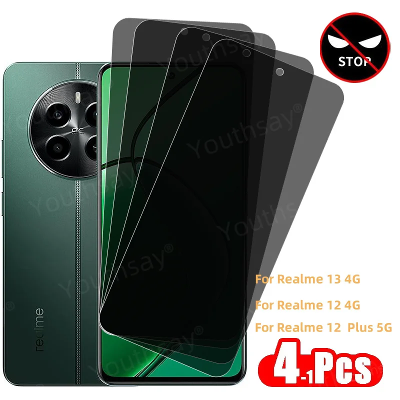 4P/3P/2P/1P Privacy Screen Protector For Realme 12 Tempered Glass Realme 12+ Plus Anti-spy Anti Peeping Phone Film For Realme 13