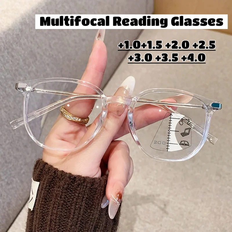 

Новые модные прогрессивные мультифокальные очки для чтения с защитой от синего света, стильные очки для пресбиопии, очки для зрения вдаль и вблизи, двойного назначения.