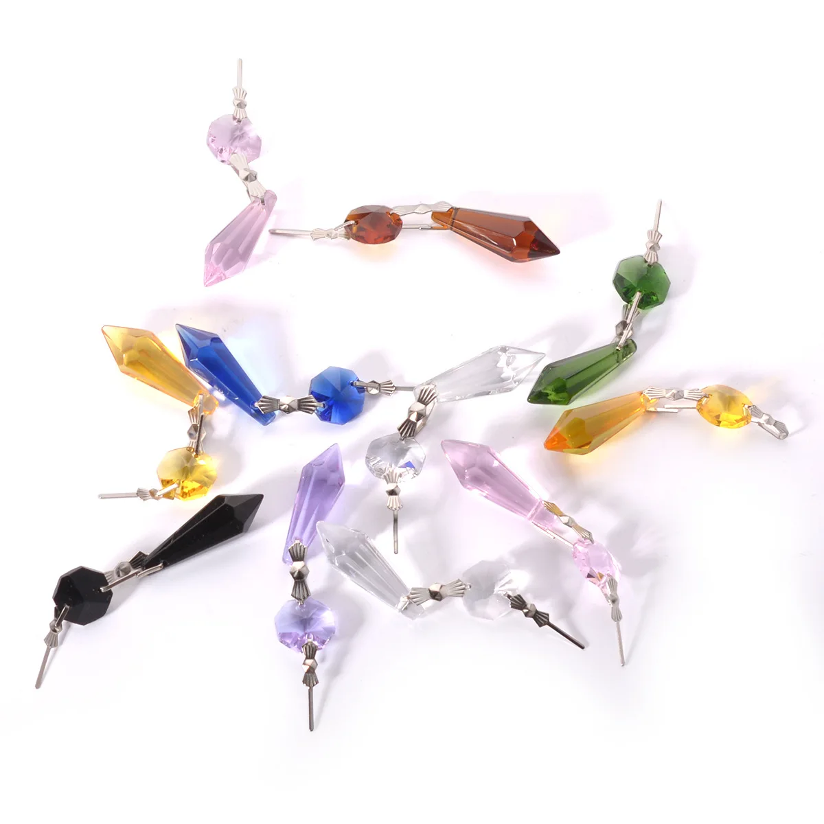 20pcs Crystal Icicle Pendant Chandelier Prisms Drops Lamp Candle Holders Curtain DIY Parts