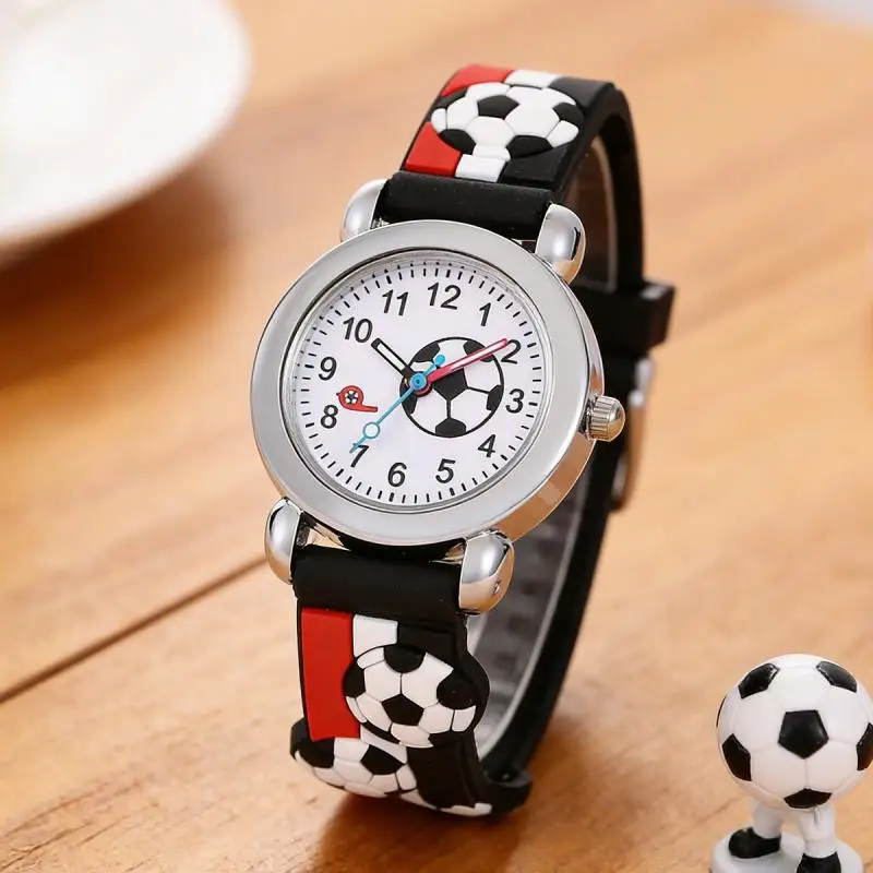 3D relief striped plastic strip with football pattern student watch cute elementary school gift watch