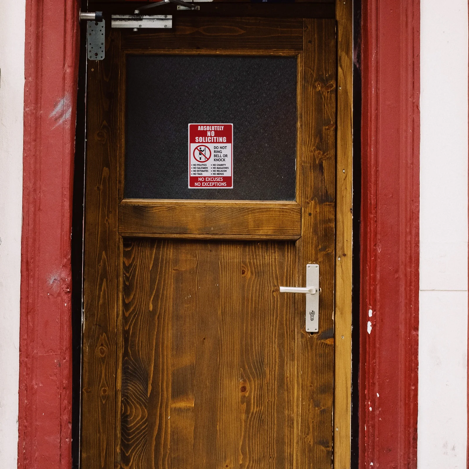 2Pcs No Solicitors Sign for Front Door Durable PVC Material Prominent Symbol Easy to Apply No Knocking Door Sign