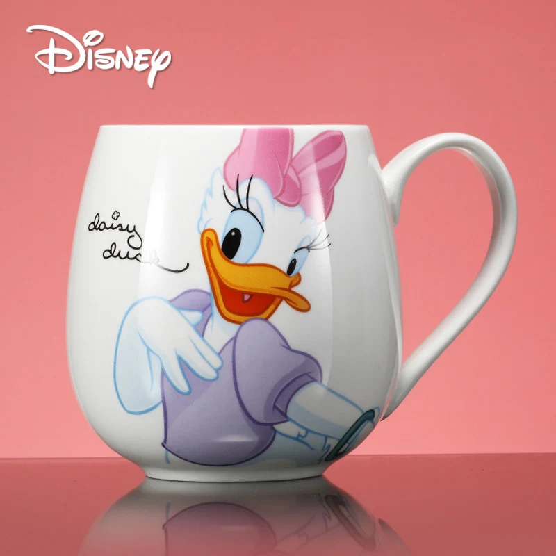 Disney Mug Cup Water Bottle Cute Donald Duck Daisy Mickey Minnie Mouse Cup Kids Ceramic Milk Princess Cups Coffee Cup 300ML Gift