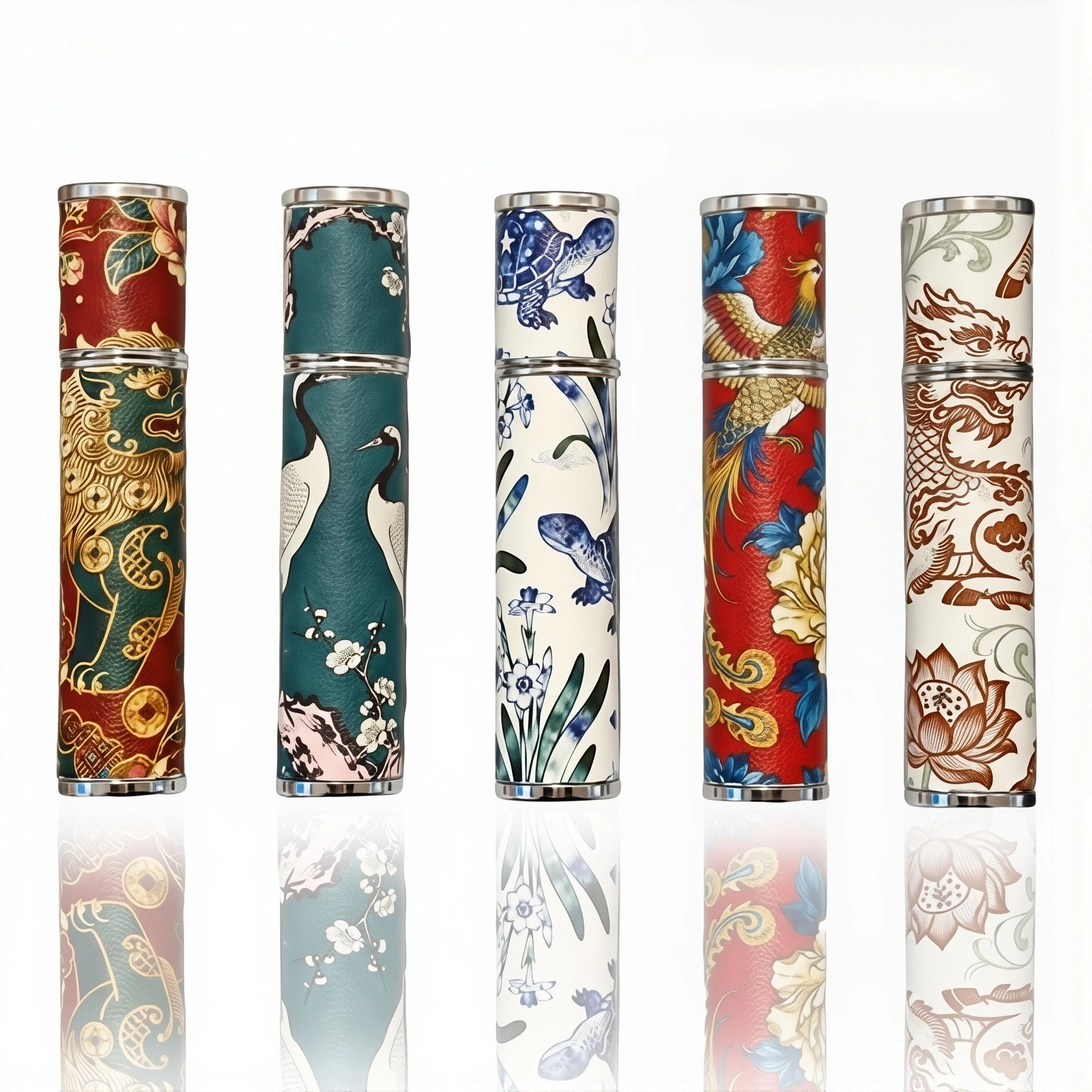 New Leather Perfume Sub-bottling, Portable Spray Bottle, Chinese Style Printing Perfume Refillable Bottle