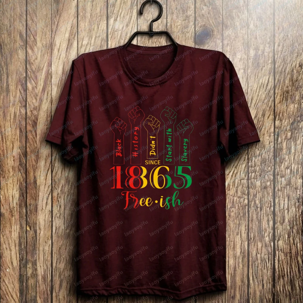 Vibrant Juneteenth Fist Print Casual Tops Awakening African American Cotton T-Shirt Black Pride Apparel Fashion Men's Clothing