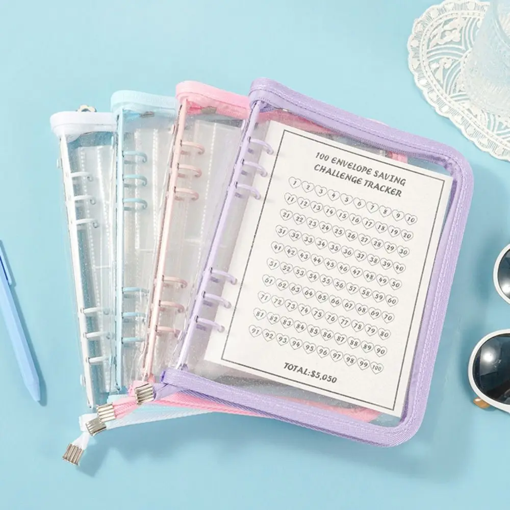 Tear Resistant 100 Days Envelope Challenge Clear PVC Loose-leaf Notebook Set Waterproof Durable Savings Challenges Book