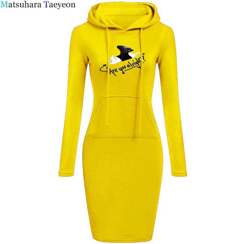 

Fashion Cat Print Hooded Casual dresses Hoodies For Women Sweatshirts Women Hoodies dress Tops Woman Clothing