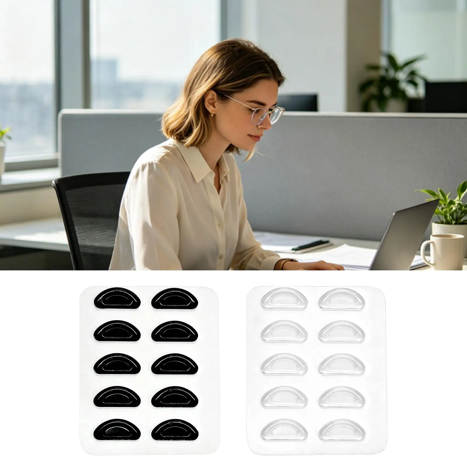 Nose Pads 10Pcs Nose Support Glasses Pads Silicone Clear Eye Pad Stickers for Glasses Anti Slip Push Nose Pads