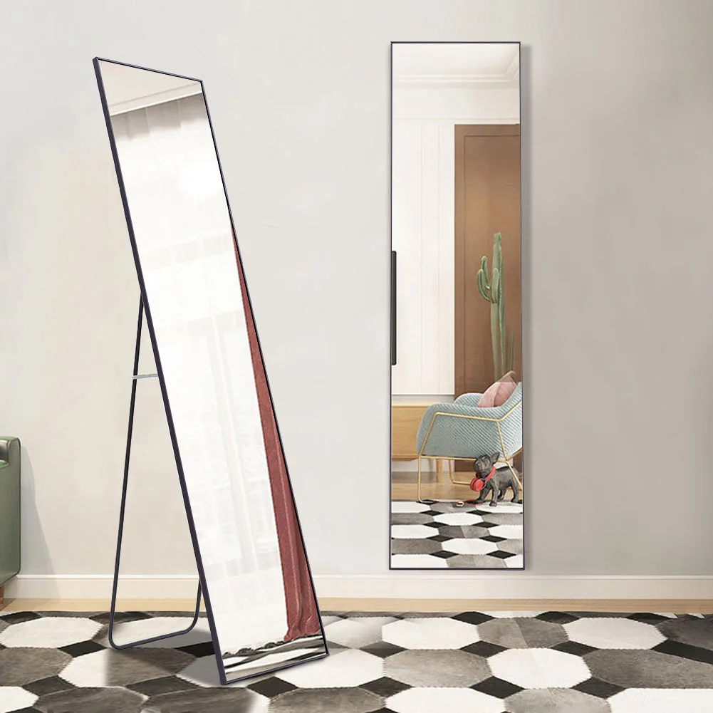 【Lifeideas】Black Modern Rectangular Metal Freestanding Mirrors